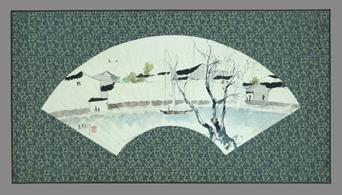 Wu Guanzhong's landscape fan painting