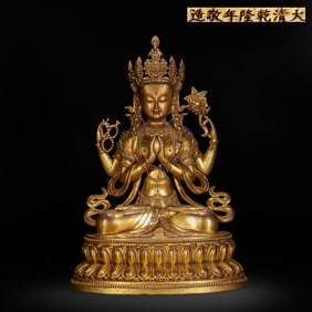 Gilded bronze Buddha statue