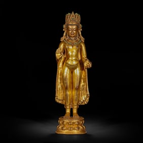 Gilded bronze Buddha statue