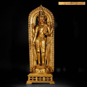 Gilded bronze Buddha statue