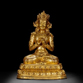 Gilded bronze Buddha statue