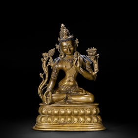 Gilded Bronze Green Tara Statue