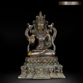 Alloy bronze Akshobhya Buddha seated statue