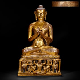 Gilded bronze Shakyamuni statue