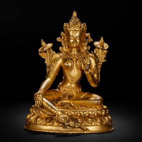 Gilded bronze Buddha statue