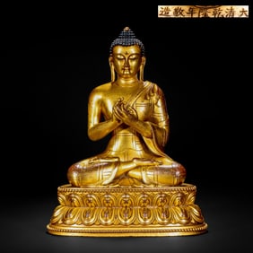 Gilded bronze Buddha statue