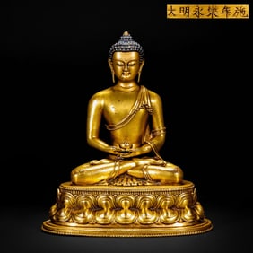 Gilded bronze Buddha statue