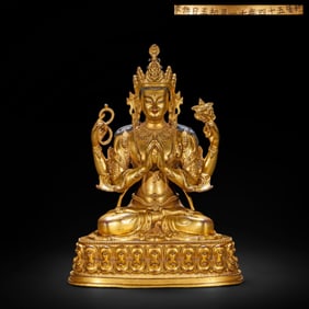 Gilded bronze Buddha statue