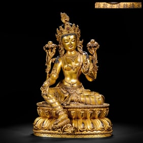 Gilded bronze Buddha statue