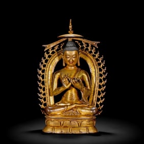 Gilded bronze Buddha statue