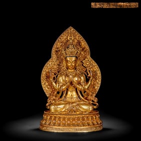 Gilded bronze Buddha statue