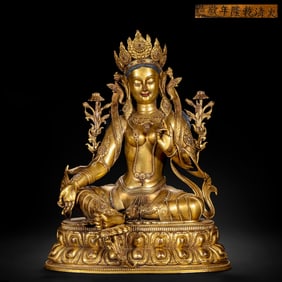 Gilded bronze Buddha statue