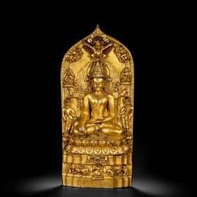 Gilded bronze Buddha statue