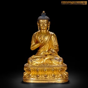 Gilded bronze Buddha statue