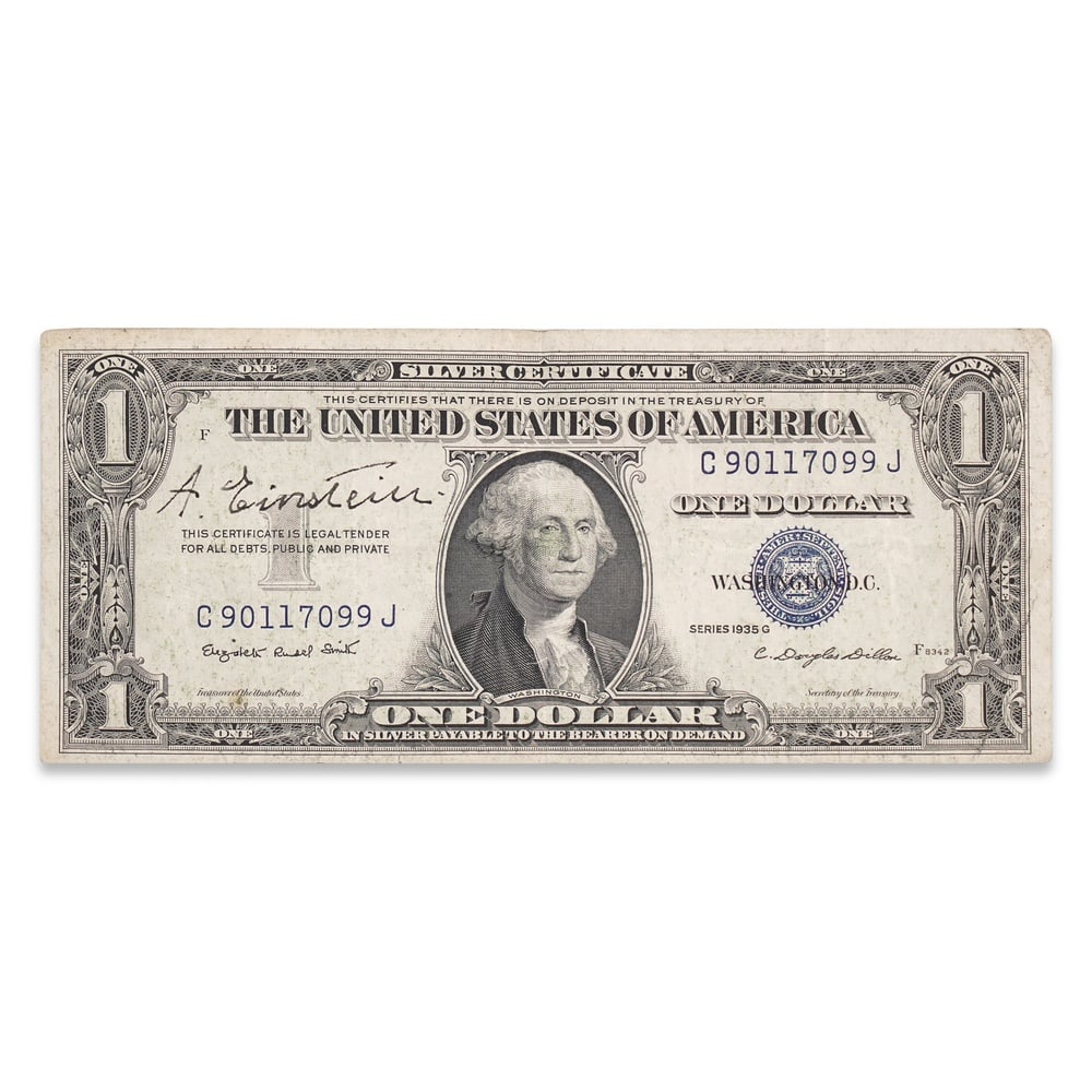 ALBERT EINSTEIN SIGNED U.S. ONE DOLLAR SILVER CERTIFICATE (1935 SERIES) (1 of 2)
