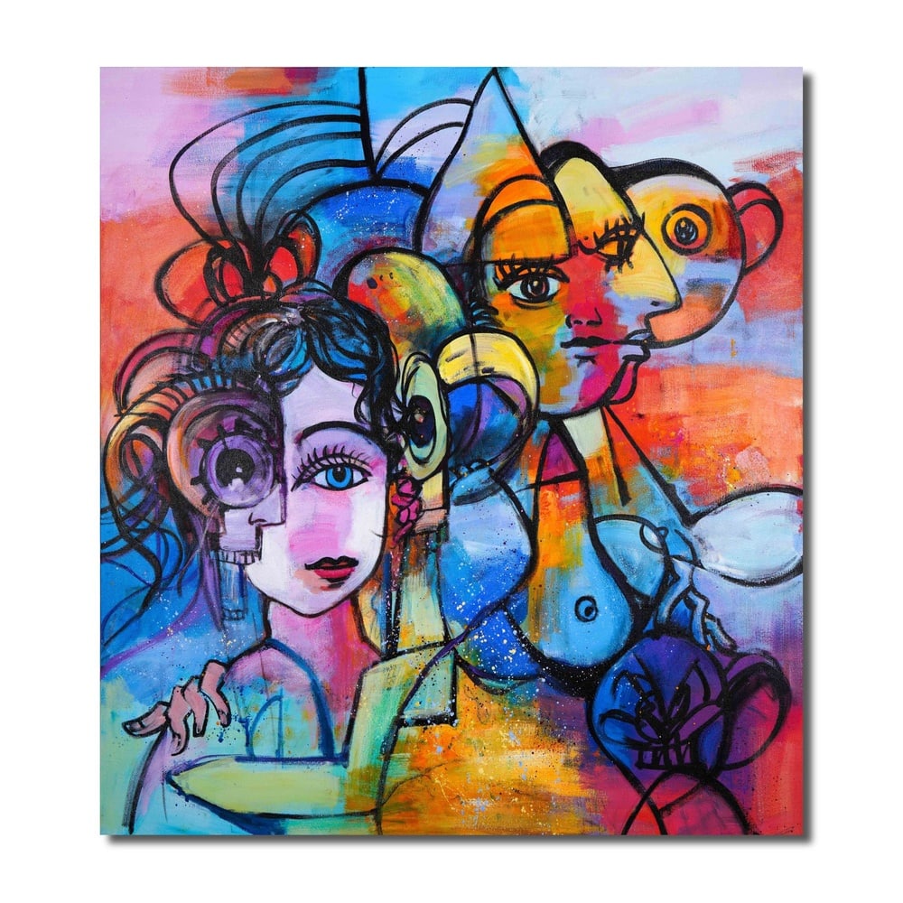 GEORGE CONDO (B.1957), ATTRIBUTED TO, ACRYLIC, CHARCOAL AND PASTEL ON CANVAS: Image Dimensions: 120 x 110 cm (47 1/4 x 43 1/4 in) Signed (verso) This painting comes with COA. George Condo (b. 1957) is one of the most influential painters in contemporary art, known for his disti