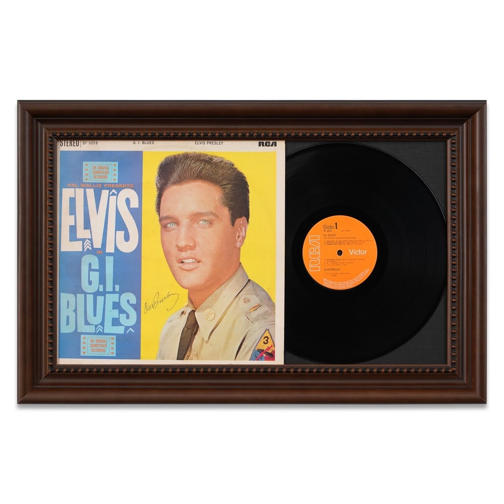 ELVIS PRESLEY SIGNED "G.I. BLUES" LP ALBUM (FRAMED): Framed Dimensions: 16 1/4 x 25 1/4 in (41.2 x 64 cm) Provenance and Authentication: This collectible has undergone a rigorous forensic evaluation. The signatures were carefully analyzed across