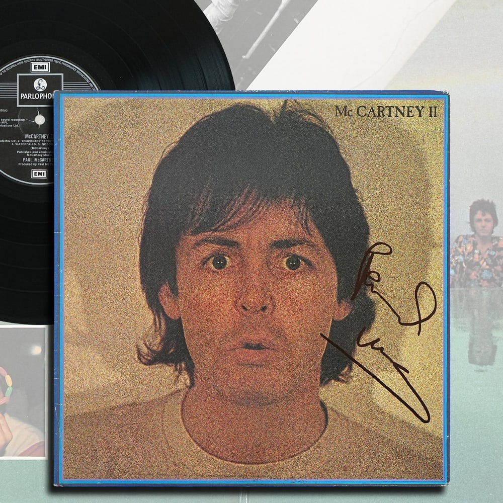 PAUL MCCARTNEY SIGNED "MCCARTNEY II" LP: 12 1/4 x 12 1/4 in Provenance and Authentication: This collectible has undergone a rigorous forensic evaluation. The signatures were carefully analyzed across multiple criteria, including ink depositi
