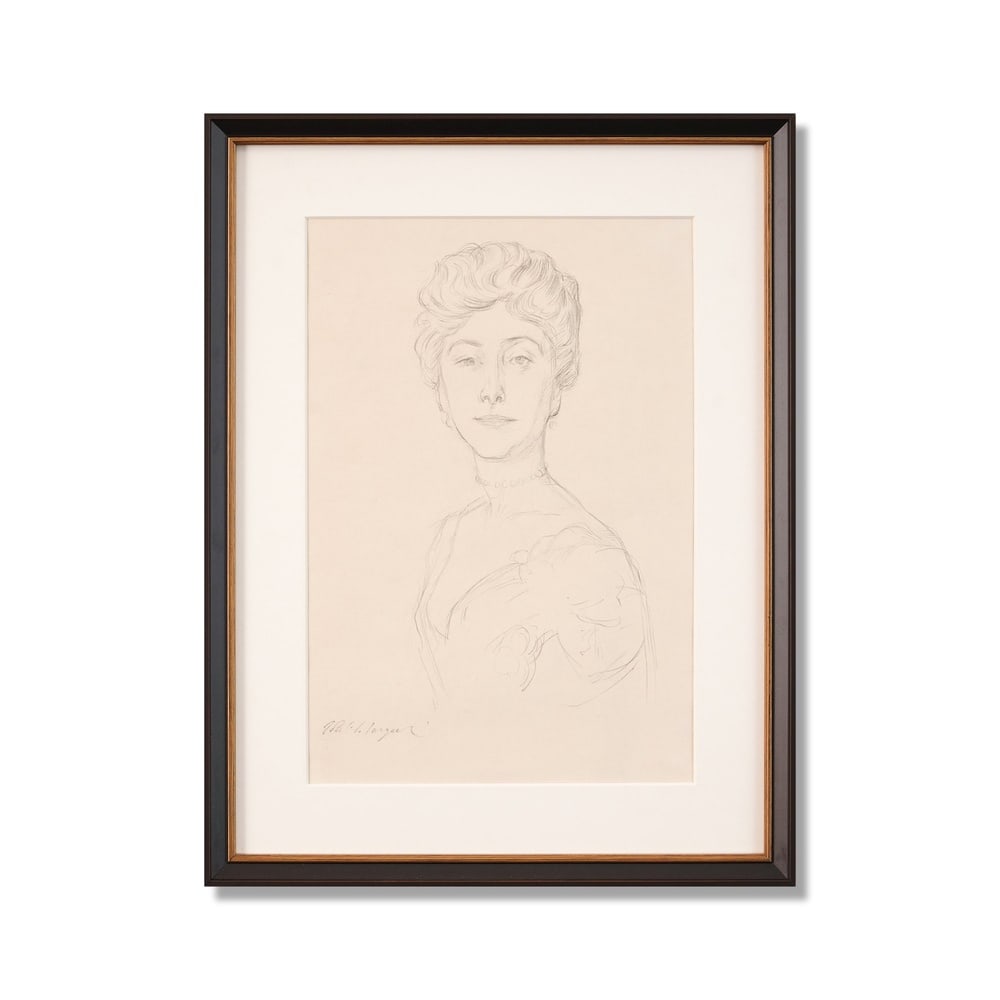 JOHN SINGER SARGENT (1856-1925), ATTRIBUTED TO, PENCIL ON PAPER: Signed (lower left) Image Dimensions: 15 x 10 3/8 in (38 x 26.5 cm) Framed Dimensions: 20 1/8 x 15 3/8 in (51 x 39 cm) This painting comes with COA. John Singer Sargent stands among the most accomplis