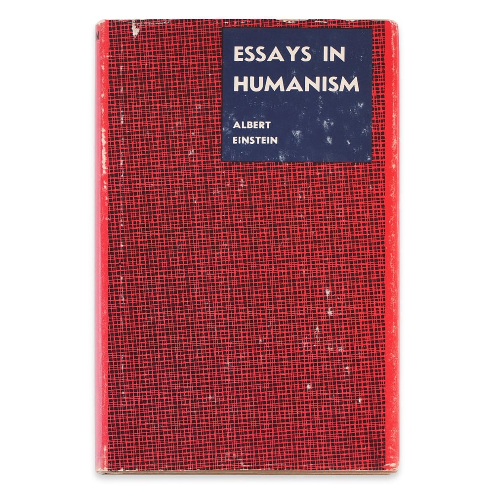 ALBERT EINSTEIN SIGNED "ESSAYS IN HUMANISM": 7 1/2 x 4 3/4 in (19 x 12.2 cm) Provenance and Authentication: According to the Letter of Authenticity (LOA) and Certificate of Authenticity (COA) provided by the consignor, this collectible was subje
