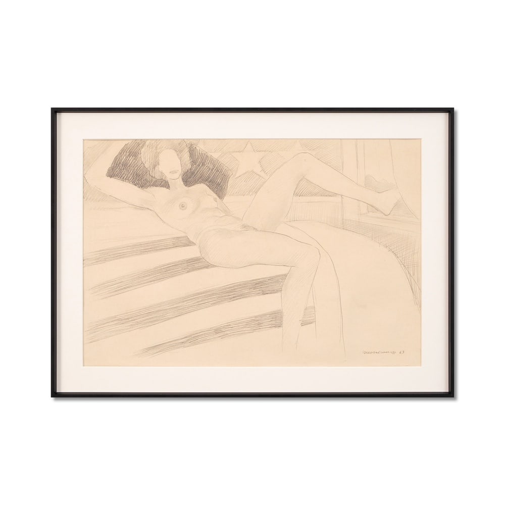 TOM WESSELMANN (1931-2004), ATTRIBUTED TO, PENCIL ON PAPER: Signed (lower right) Image Dimensions: 23 3/8 x 15 3/4 in (59.5 x 40 cm) Framed Dimensions: 27 1/2 x 19 7/8 in (70 x 50.5 cm) This painting comes with COA. Tom Wesselmann stands as one of the defining