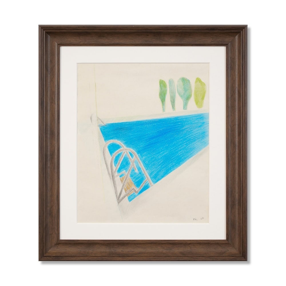 DAVID HOCKNEY (1937-2026), ATTRIBUTED TO, COLORED PENCIL ON PAPER: Signed (lower right) Image Dimensions: 17 x 13 7/8 in (43.2 x 35.4 cm) Framed Dimensions: 24 3/4 x 21 7/8 in (63 x 55.5 cm) This painting comes with COA. David Hockney remains one of the most