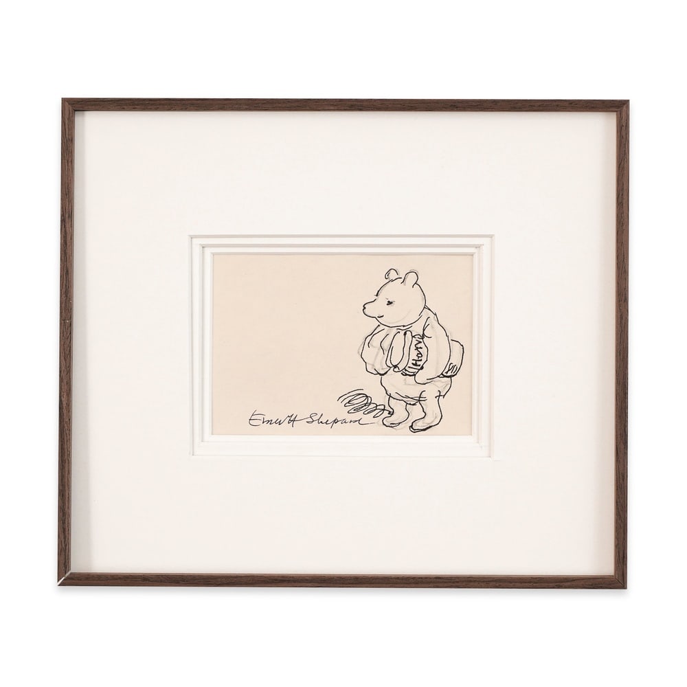 ERNEST SHEPARD SIGNED SKETCH: Image Dimensions: 3 7/8 x 5 3/4 in (10 x 14.5 cm) Framed Dimensions: 12 3/8 x 10 3/4 in (31.5 x 27.3 cm) Provenance and Authentication: According to the Letter of Authenticity (LOA) and Certificate