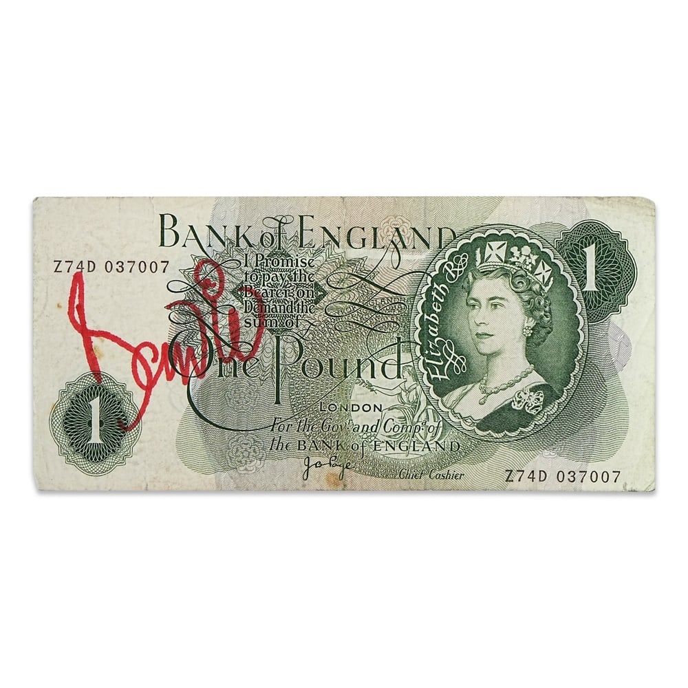 DAVID BOWIE SIGNED BANK OF ENGLAND SERIES C £1 NOTE: Provenance and Authentication: According to the accompanying documentation provided by the consignor, the signatures have been examined with reference to multiple factors, including ink