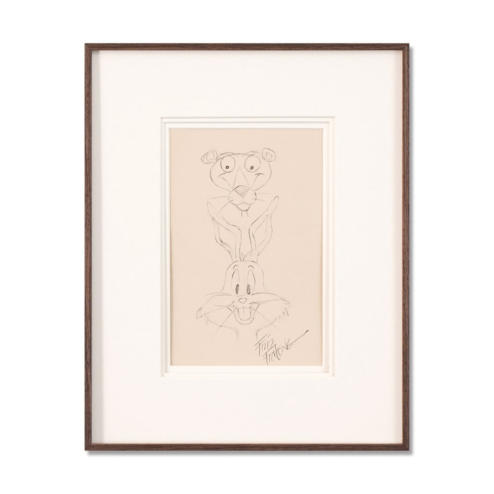 FRITZ FRELENG SIGNED CHARACTER SKETCH: Image Dimensions: 9 1/4 x 5 7/8 in (23.5 x 15 cm) Framed Dimensions: 15 7/8 x 12 5/8 in (40.5 x 32 cm) Provenance and Authentication: According to the Letter of Authenticity (LOA) and Certificate of