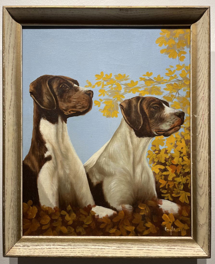 Antique Vintage Autumn Dog portrait American Painting (1 of 4)