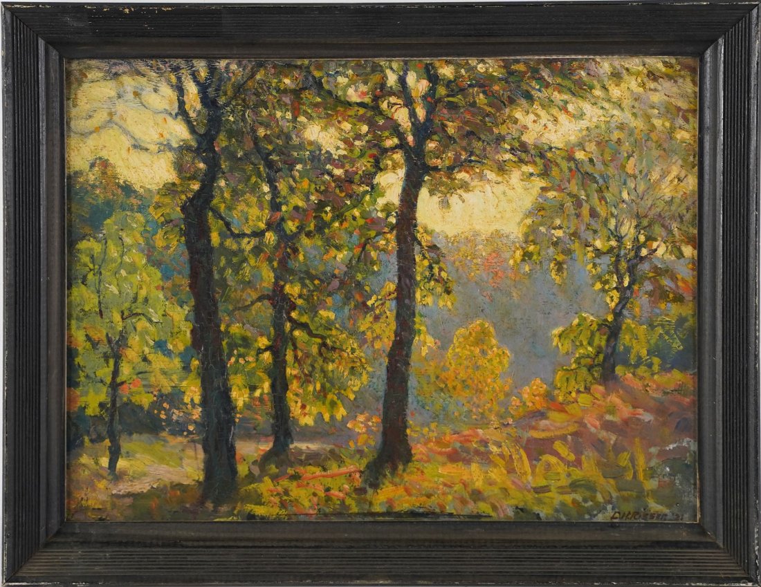 Lewis Risser Signed Ohio Sun Dappled Landscape Painting (1 of 11)