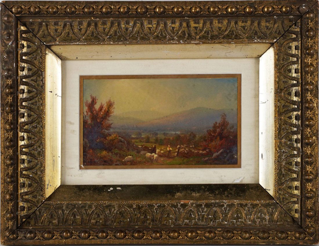 Antique American Hudson River School Sheep Landscape Painting Oil (1 of 4)
