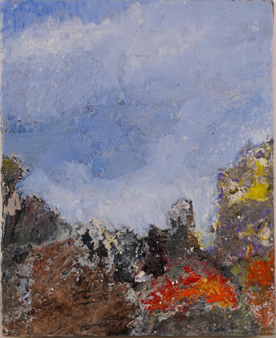 Antique American Abstract Expressionist Oil Painting: Vintage American abstract expressionist oil painting. Oil on canvas.