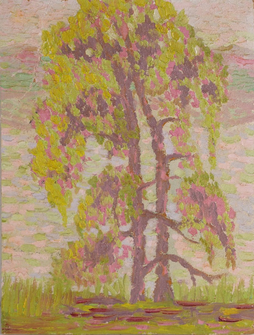 American School 1910 Fauvist Blossom Tree Oil Painting (1 of 3)