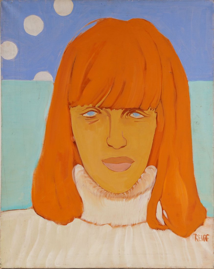 Mid-century modern oil painting of redhead woman by Hal Reiff (1 of 4)
