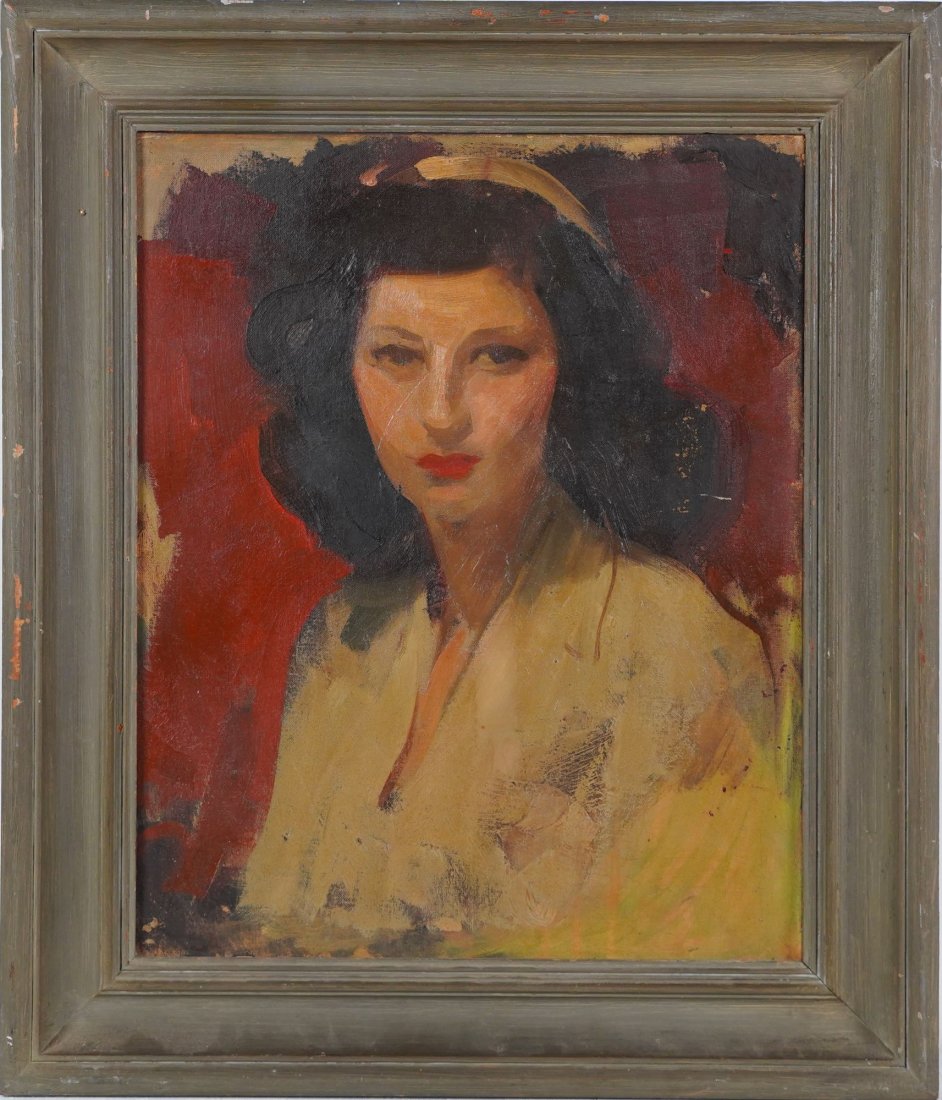 Ashcan School Young Woman Portrait Oil Painting (1 of 5)