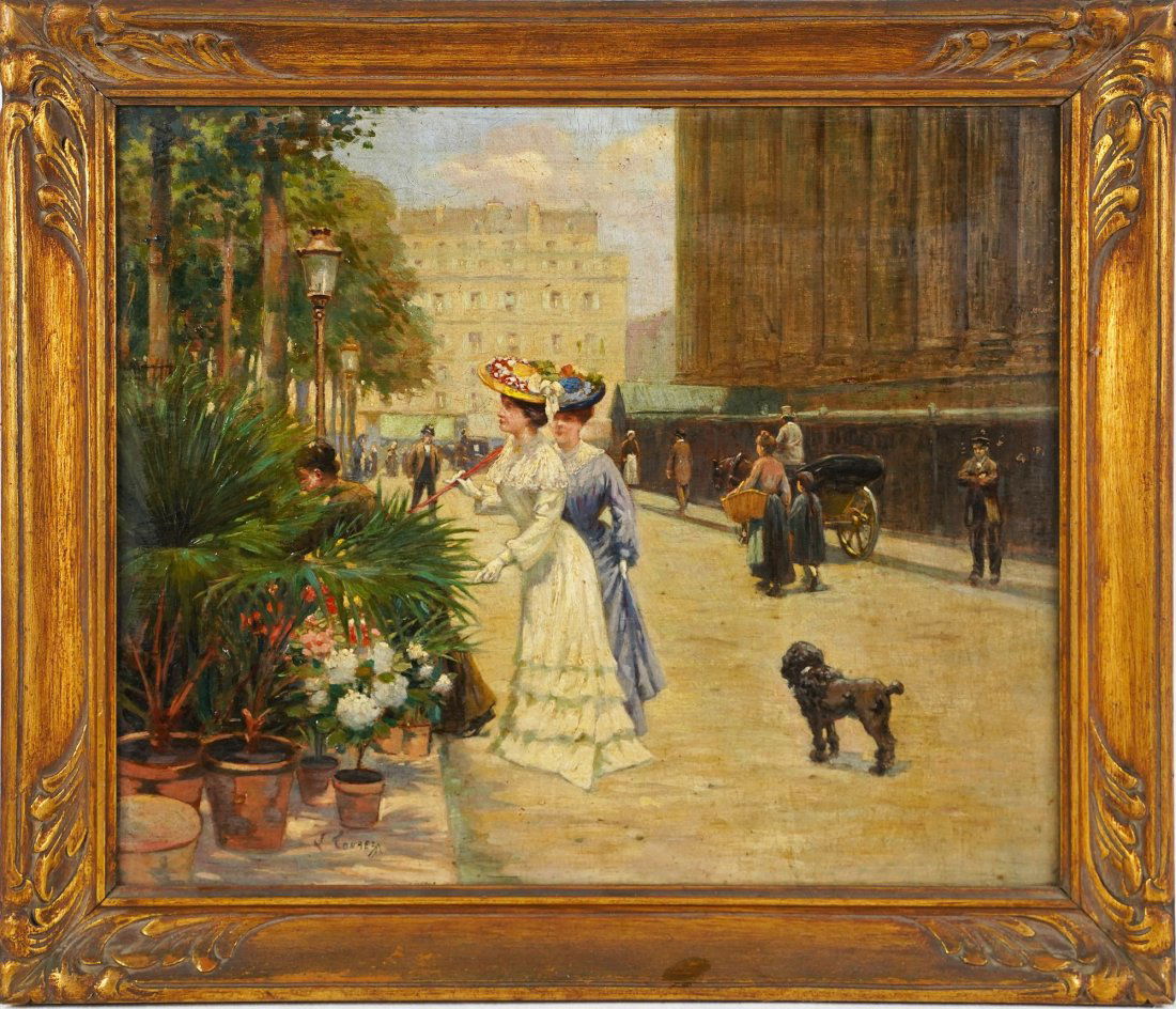 Antique French Impressionist Paris Market Street Painting (1 of 7)