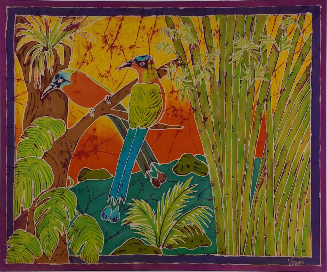 Tropical Birds at Sunset Modern Original Painting (1 of 5)