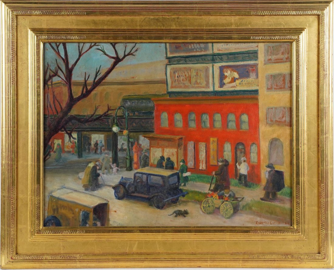 Dorothy Eaton Antique American WPA Street Scene Oil Painting (1 of 6)
