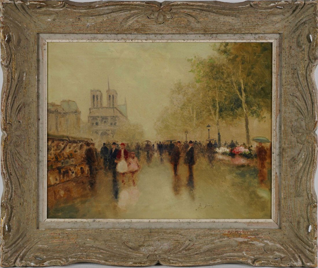 Andre Gisson Signed Impressionist Oil Painting Paris Street (1 of 6)
