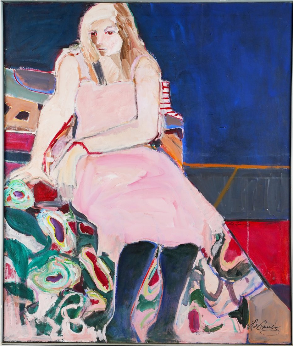 Electric Mid-century Modern Expressionist Oil Portrait on Canvas (1 of 6)