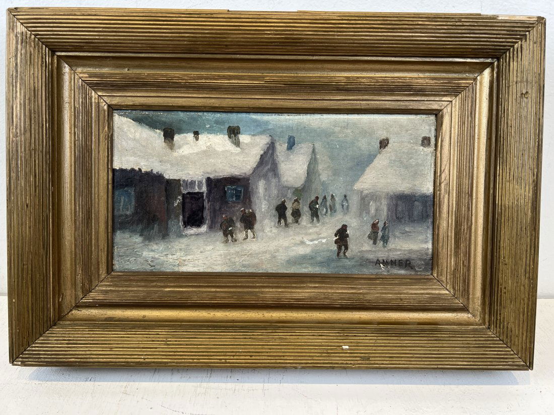 Alfred Ahner Listed Winter Impressionist Painting Whistler Frame (1 of 8)