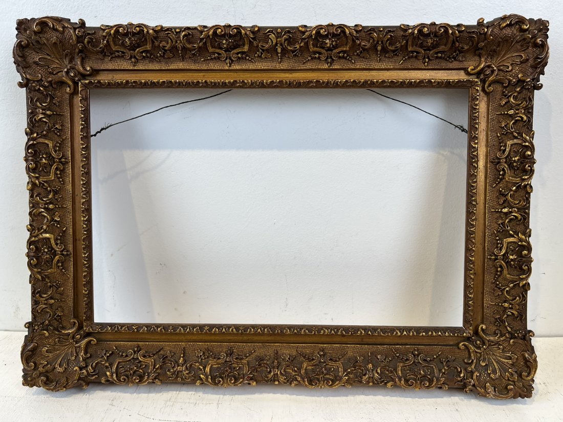 Antique Impressionist Giltwood Gold Leaf Fancy Frame: Opening size 14.5L x 9.5H.
