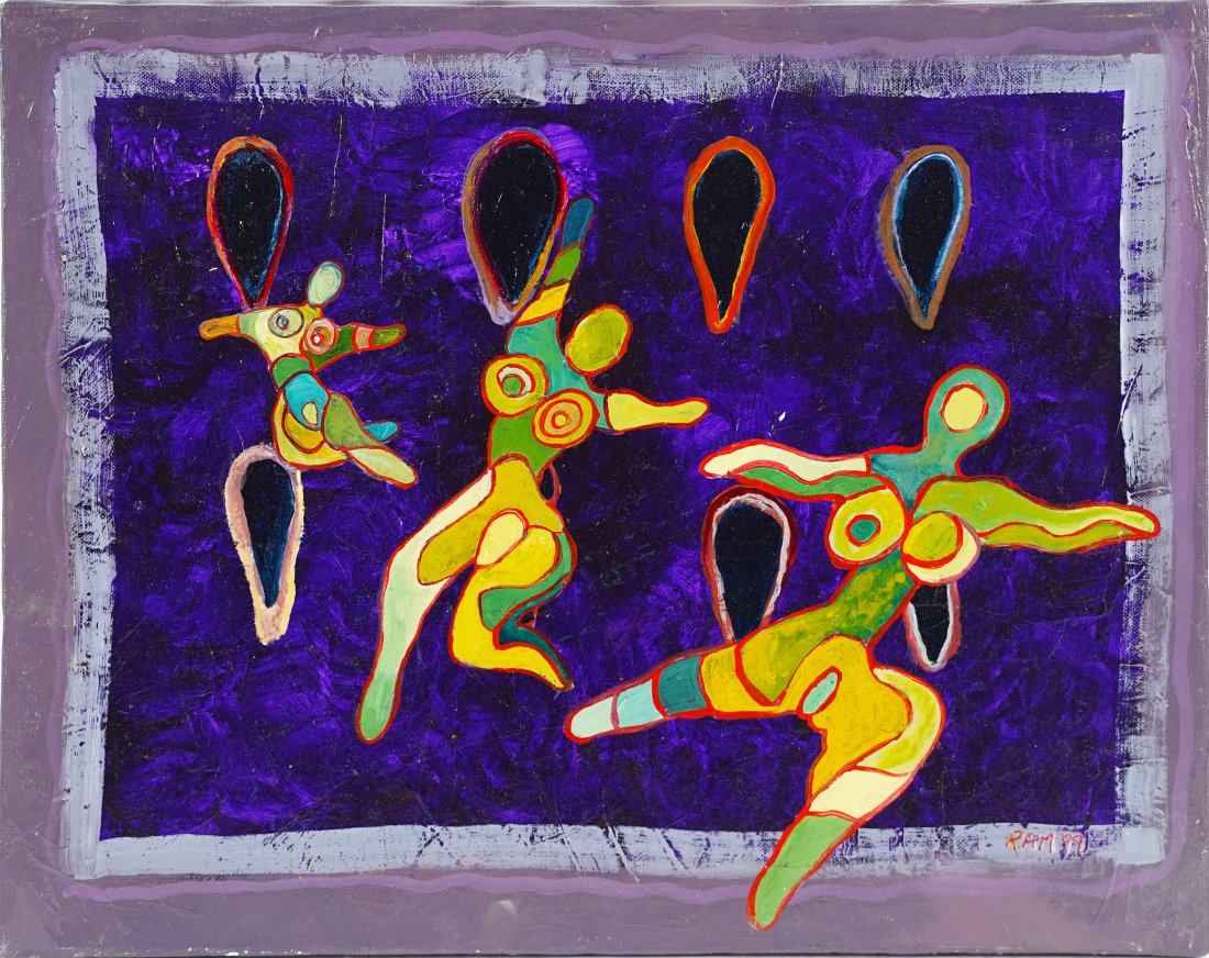 Modern abstract oil painting of dancing nudes (1 of 5)