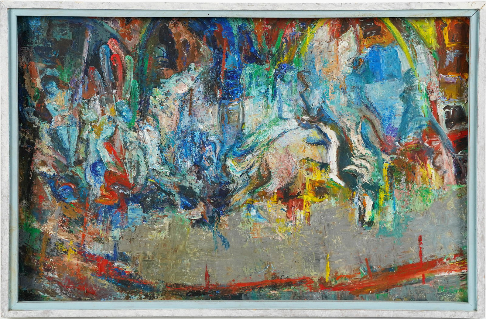 Abstract American School Signed Horse Carousel Oil Painting (1 of 6)