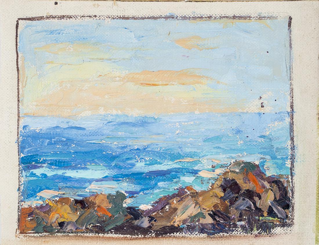 Antique American Impressionist Seascape Summer Beach Oil Painting (1 of 6)