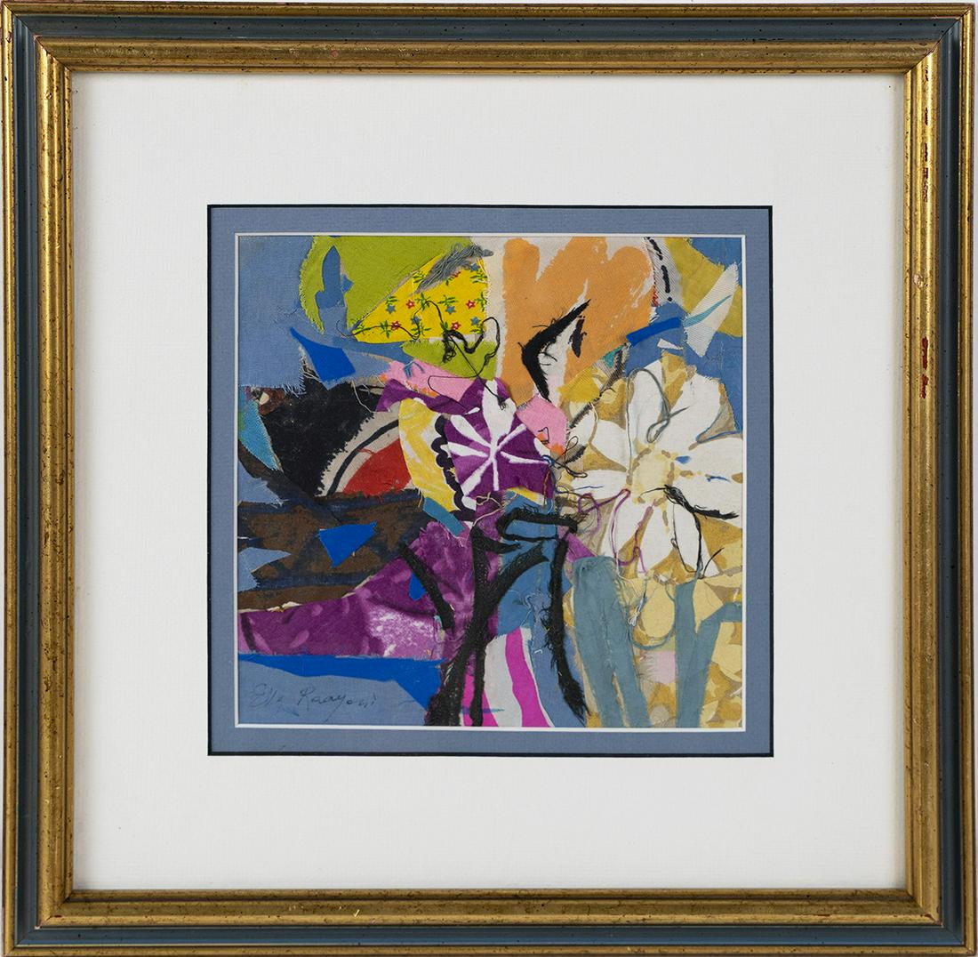 Energetic Abstract Still Life Textile Collage on Board (1 of 6)