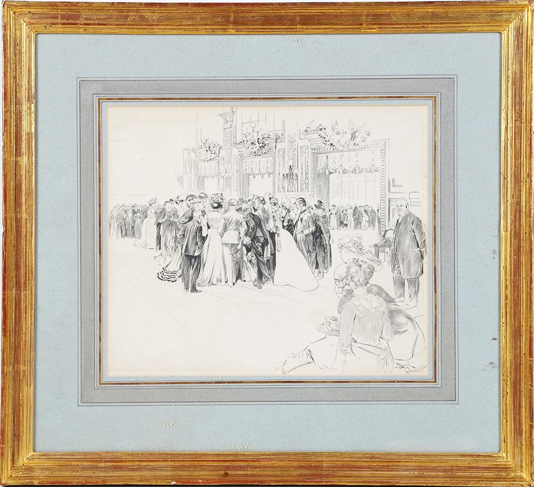Reginald Cleaver Signed Orignal Pen Ink Monte Carlo Casino Drawing: Antique English pen and ink drawing by Reginald Cleaver (c.1870 - 1954). Finely framed and impressive in person. Image size, 13L x 11H.