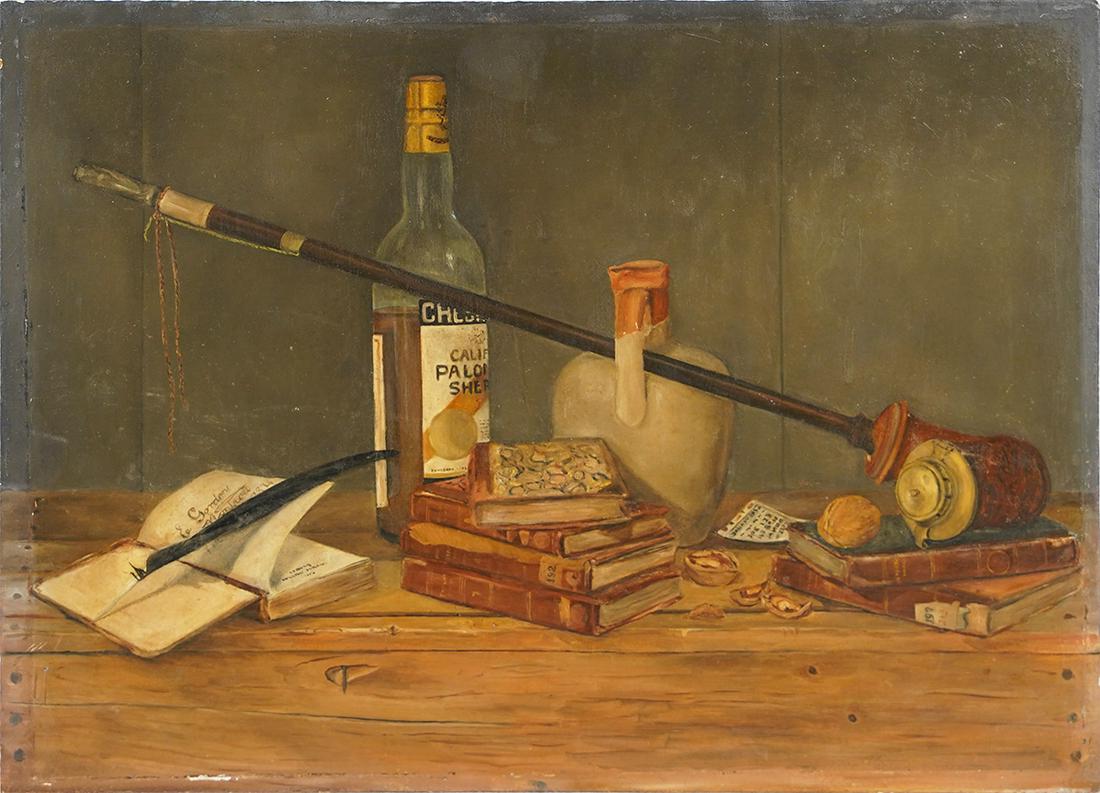 American School Trompe L'Oeil Signed Original Still Life Oil Painting (1 of 6)