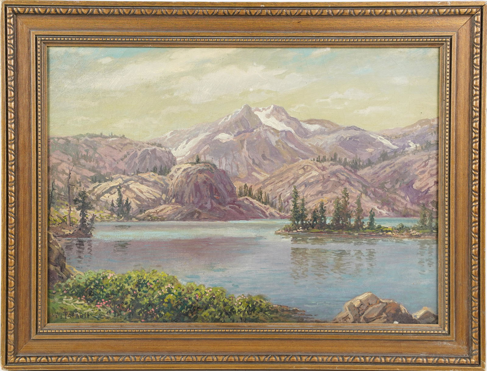 William Paskell American Impressionist White Mountain School Oil Painting: Antique American impressionist oil painting by William Frederick Paskell (1866 - 1951). Oil on canvas. Framed. Signed. Image size, 20L x 14H.